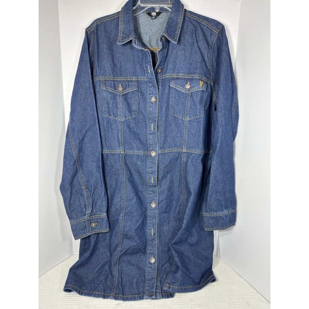 Frye Women's Denim Shirtdress XL Long Sleeve Snap Front Dual‎ Pockets